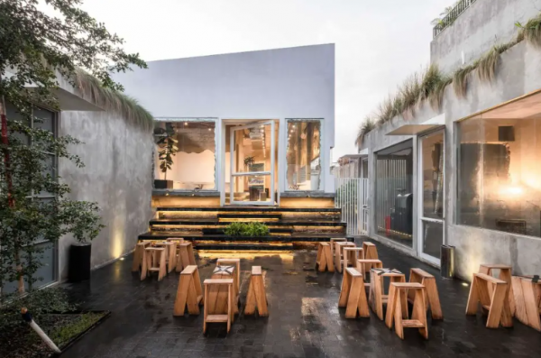 Warung kopi modern dengan gaya boho